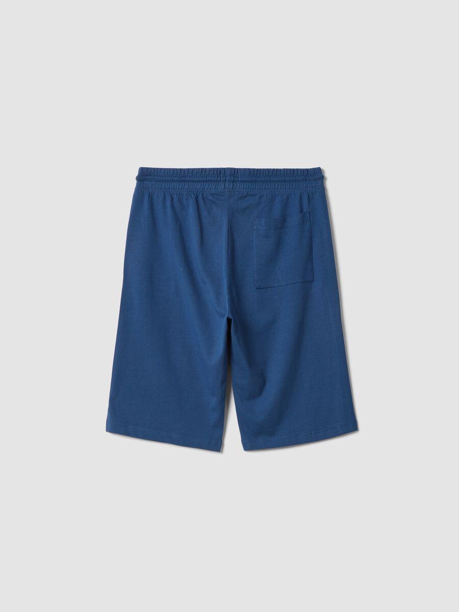 Shorts blu in puro cotone da ragazzo regular fit con stampe_1