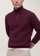 Maglia rossa Half zip in misto cotone e lana_2