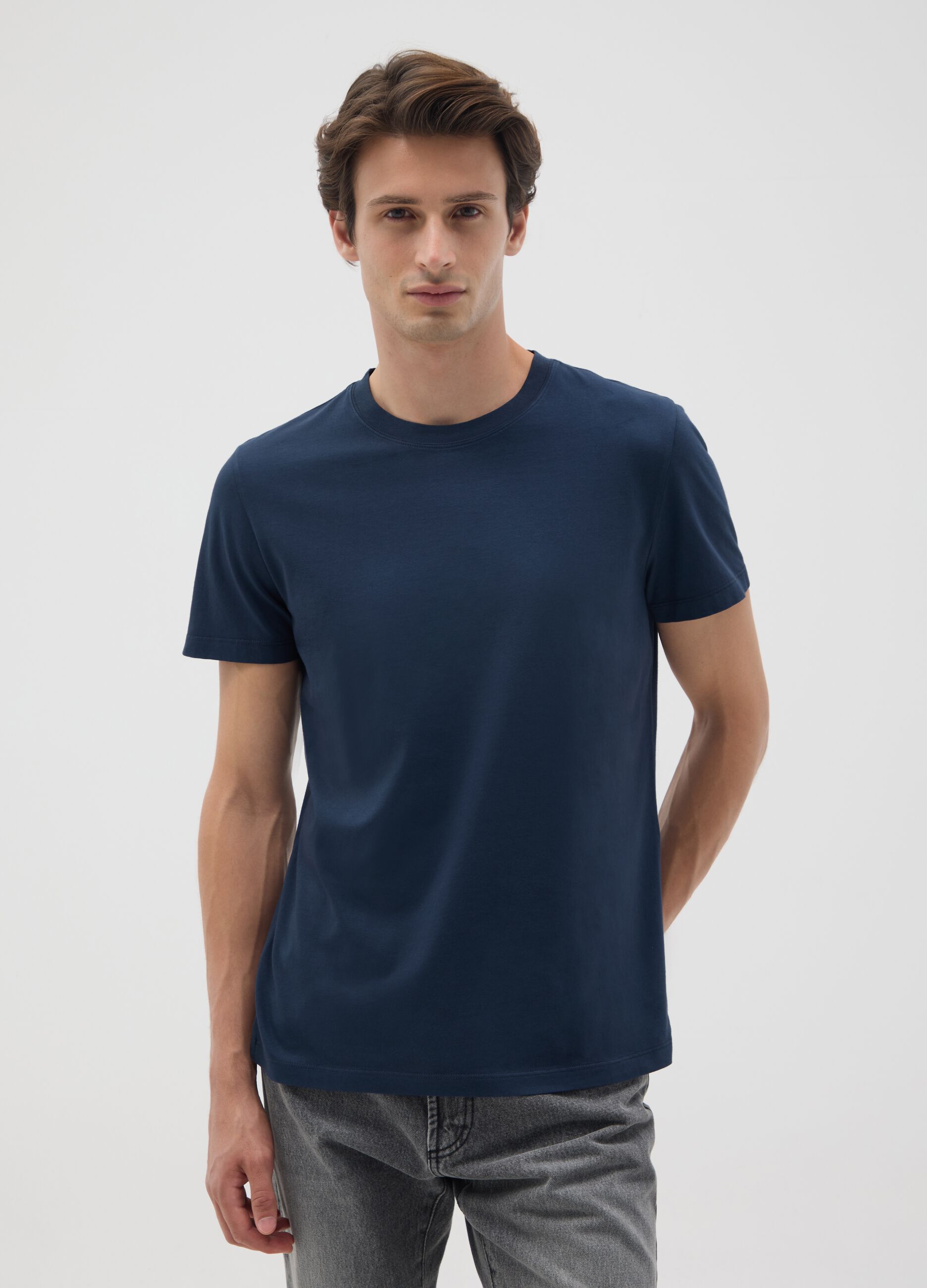 Blue Pure Cotton Regular Fit T-shirt