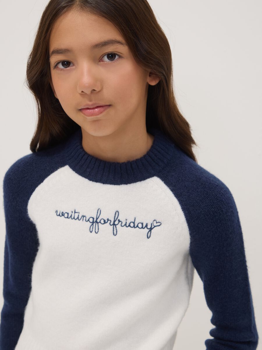 Blue stretch crew-neck top_0