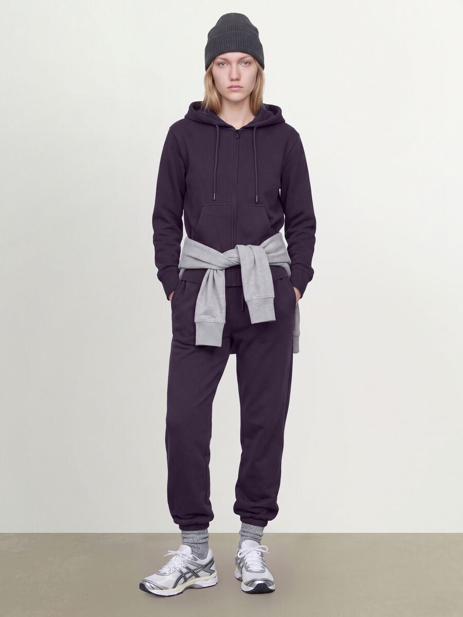 Felpa viola in misto cotone con cappuccio regular fit_2