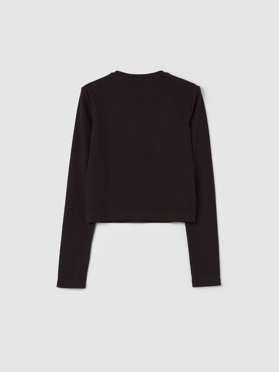 T-shirt crop con strass e maniche lunghe_4