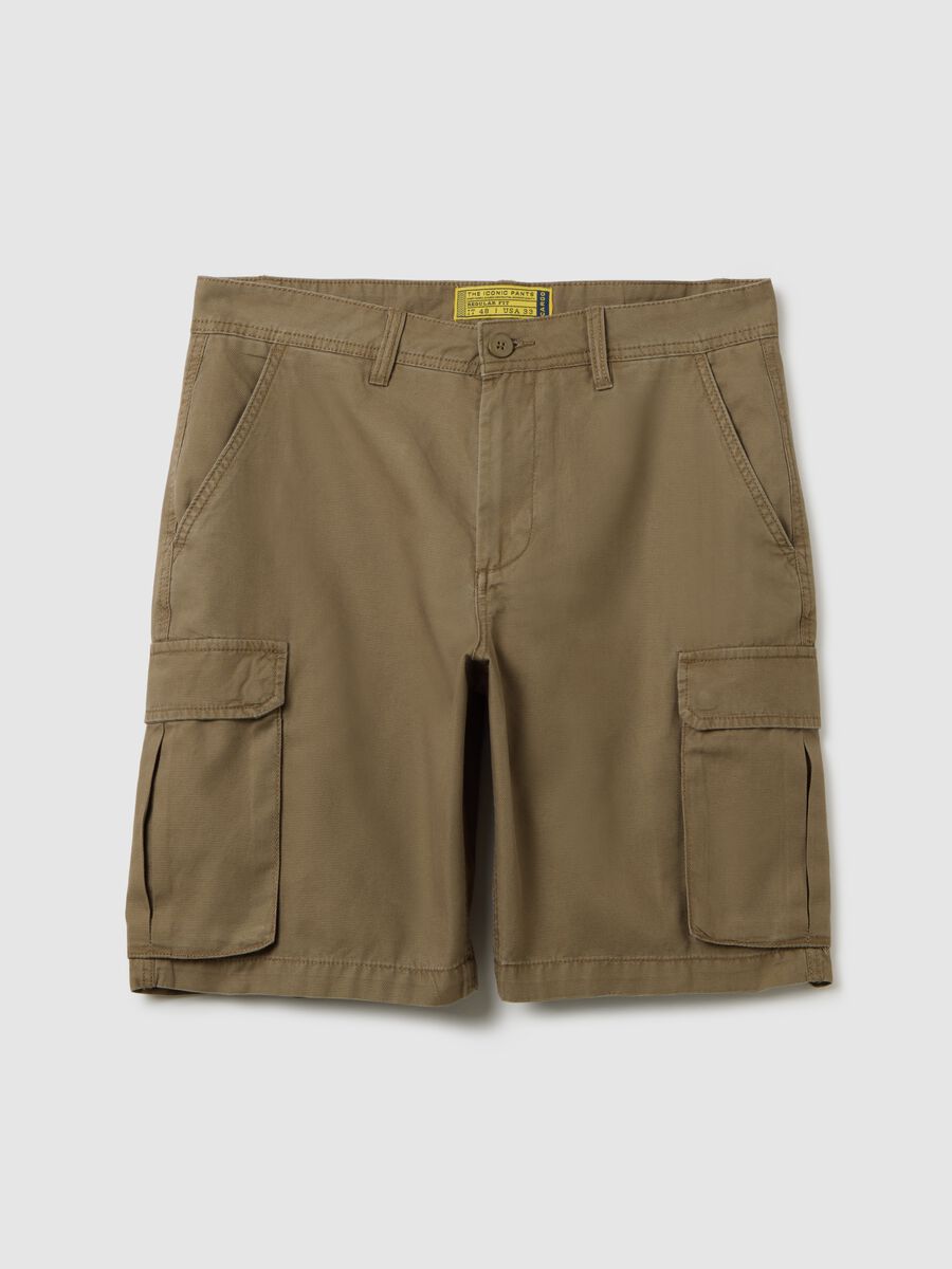 Men's brown pure cotton regular fit Bermuda shorts_0