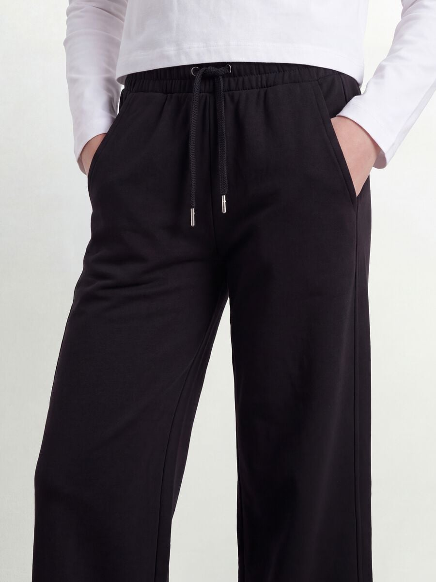 Pantaloni neri culotte in puro cotone organico per ragazza_3