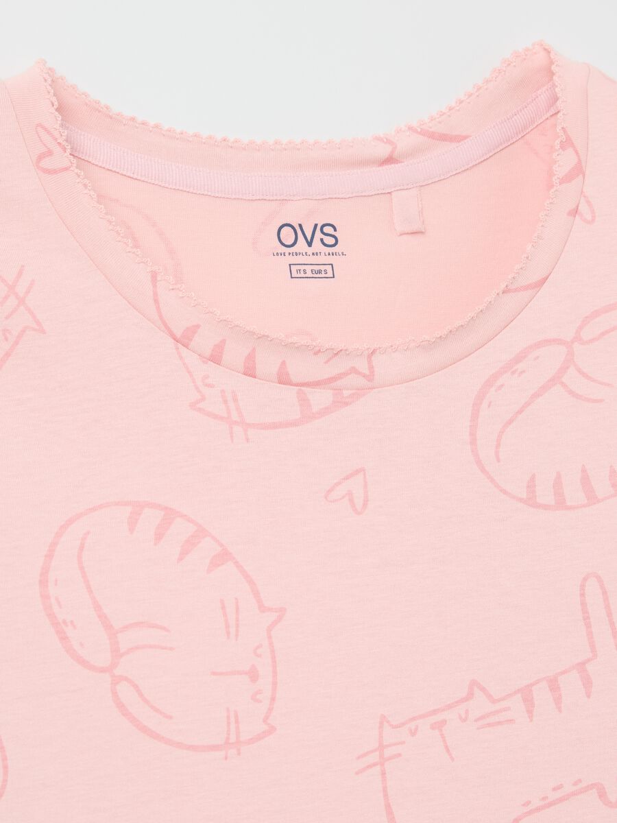 Pink cotton nightgown with cats print_5