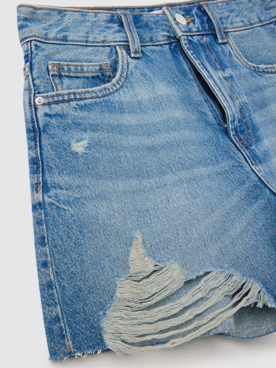 Ripped Denim Cotton Shorts by B.Angel_5