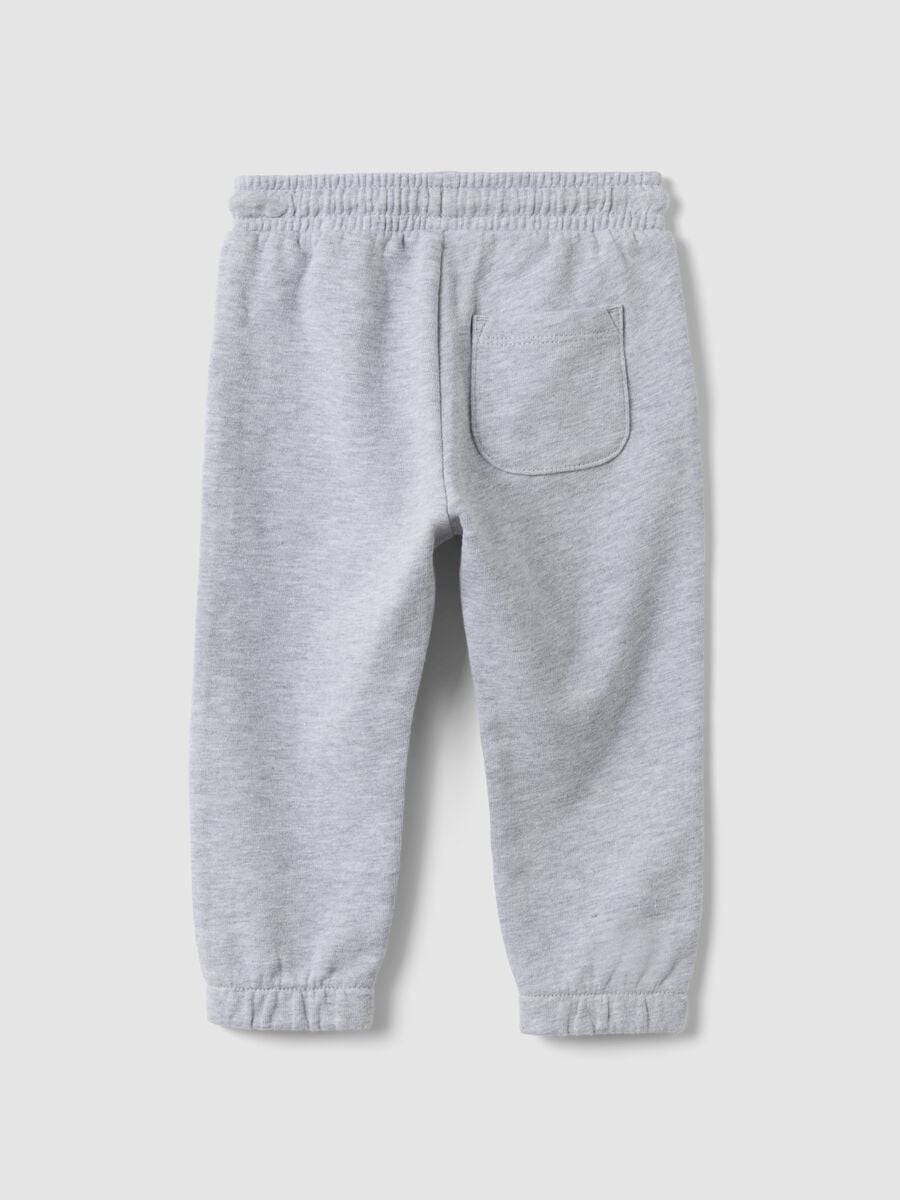 Pantaloni jogger grigi in puro cotone organico con coulisse per bimbo_1