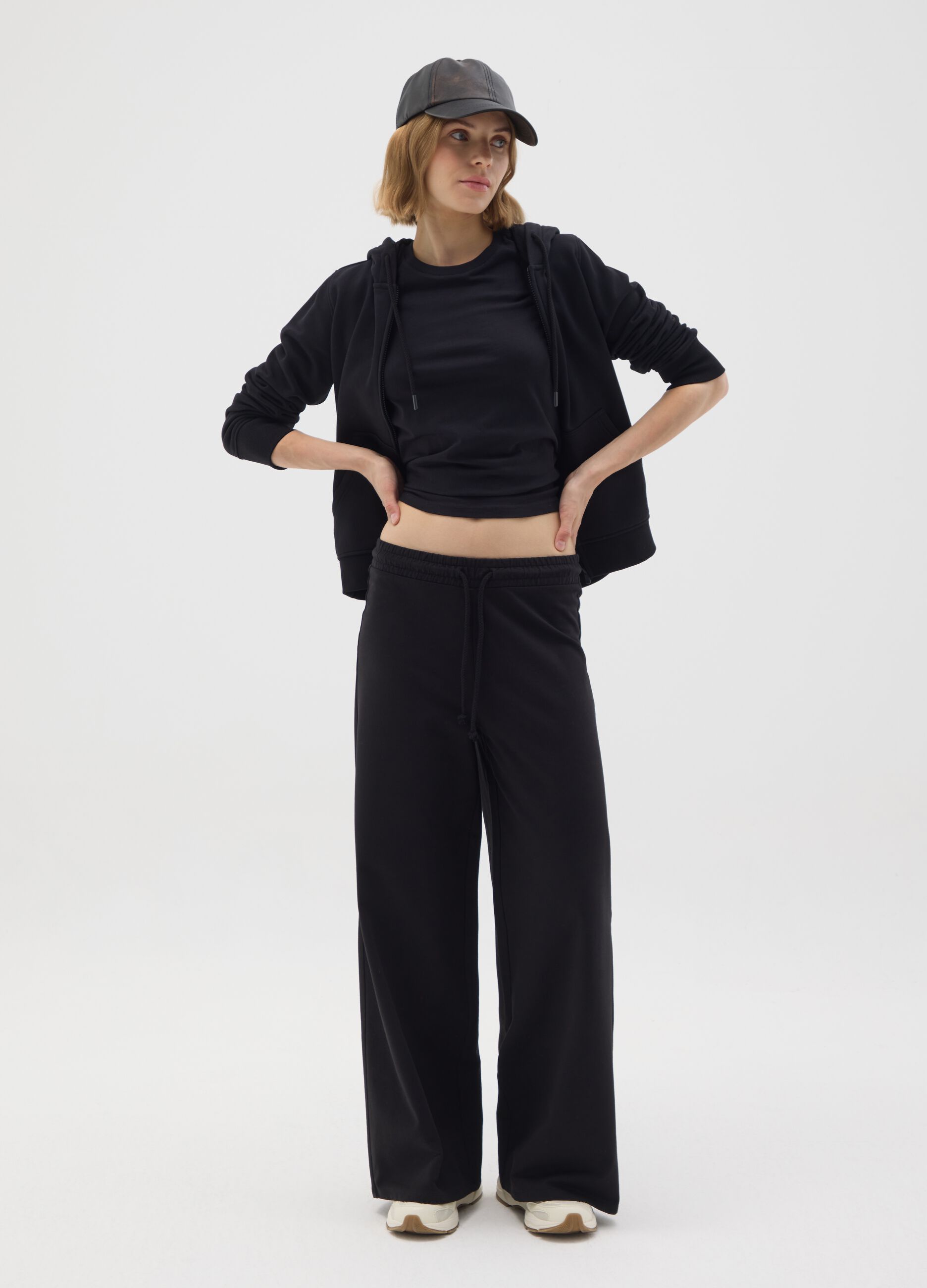 Black pure cotton trousers regular fit