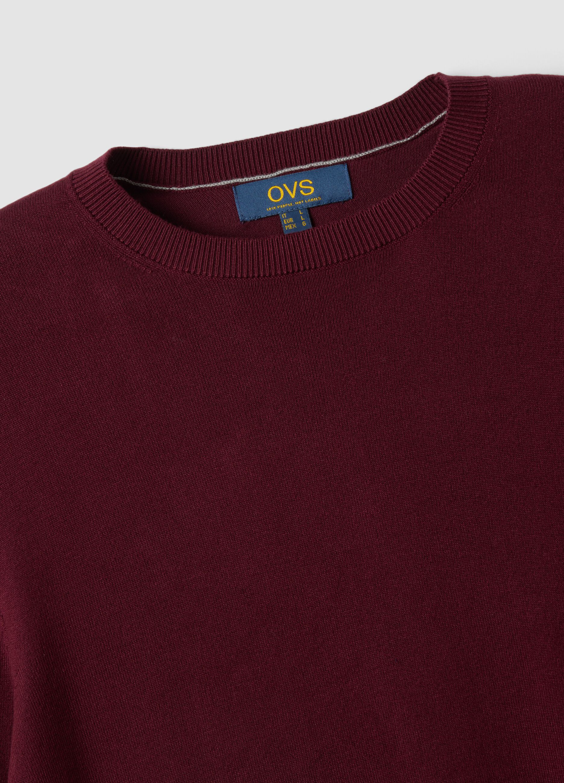 Burgundy viscose-blend crew-neck jumper, regular fit