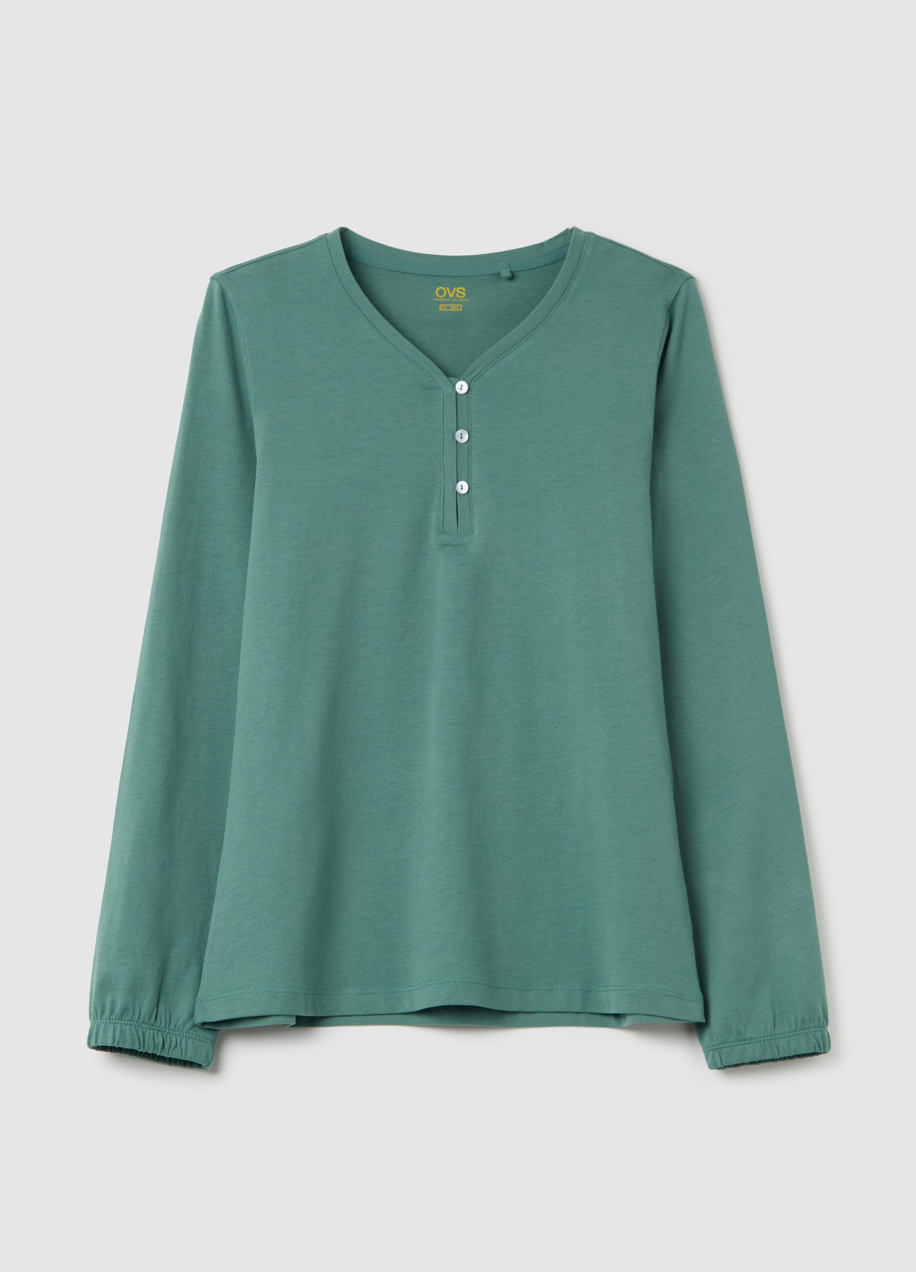 Cotton pyjama top with granddad neck