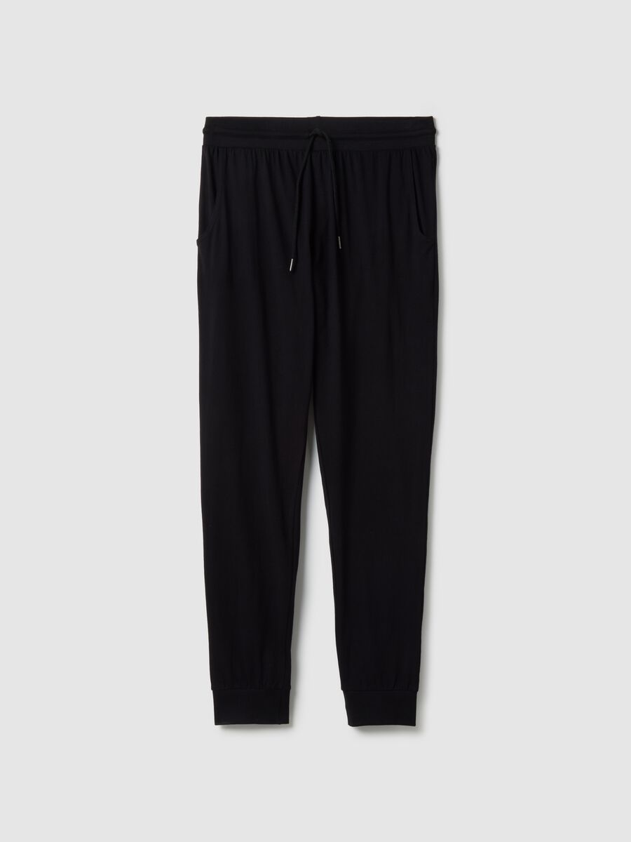 Black pure cotton pyjama trousers regular fit_4