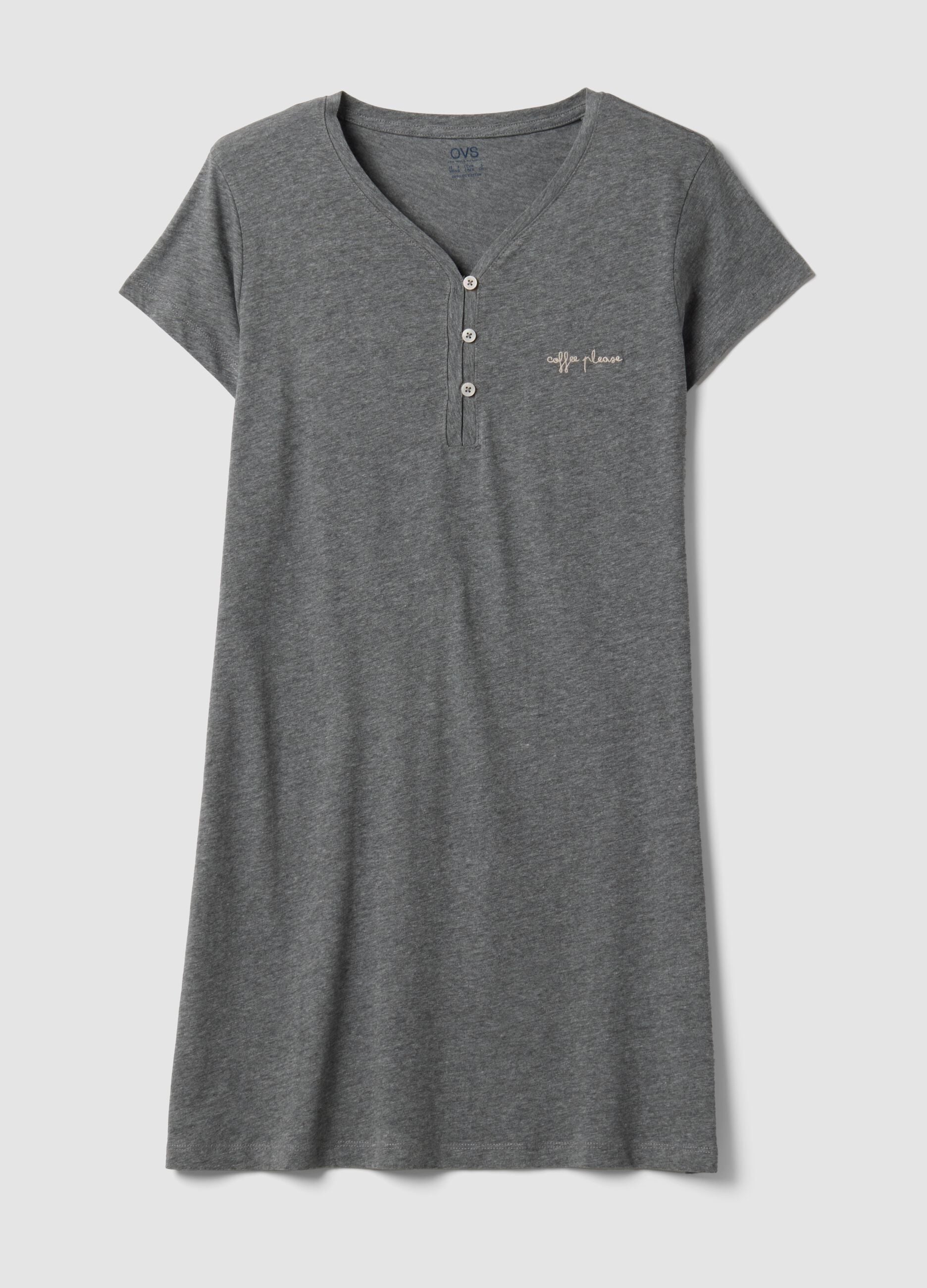 Grey nightdress in organic cotton and viscose blend