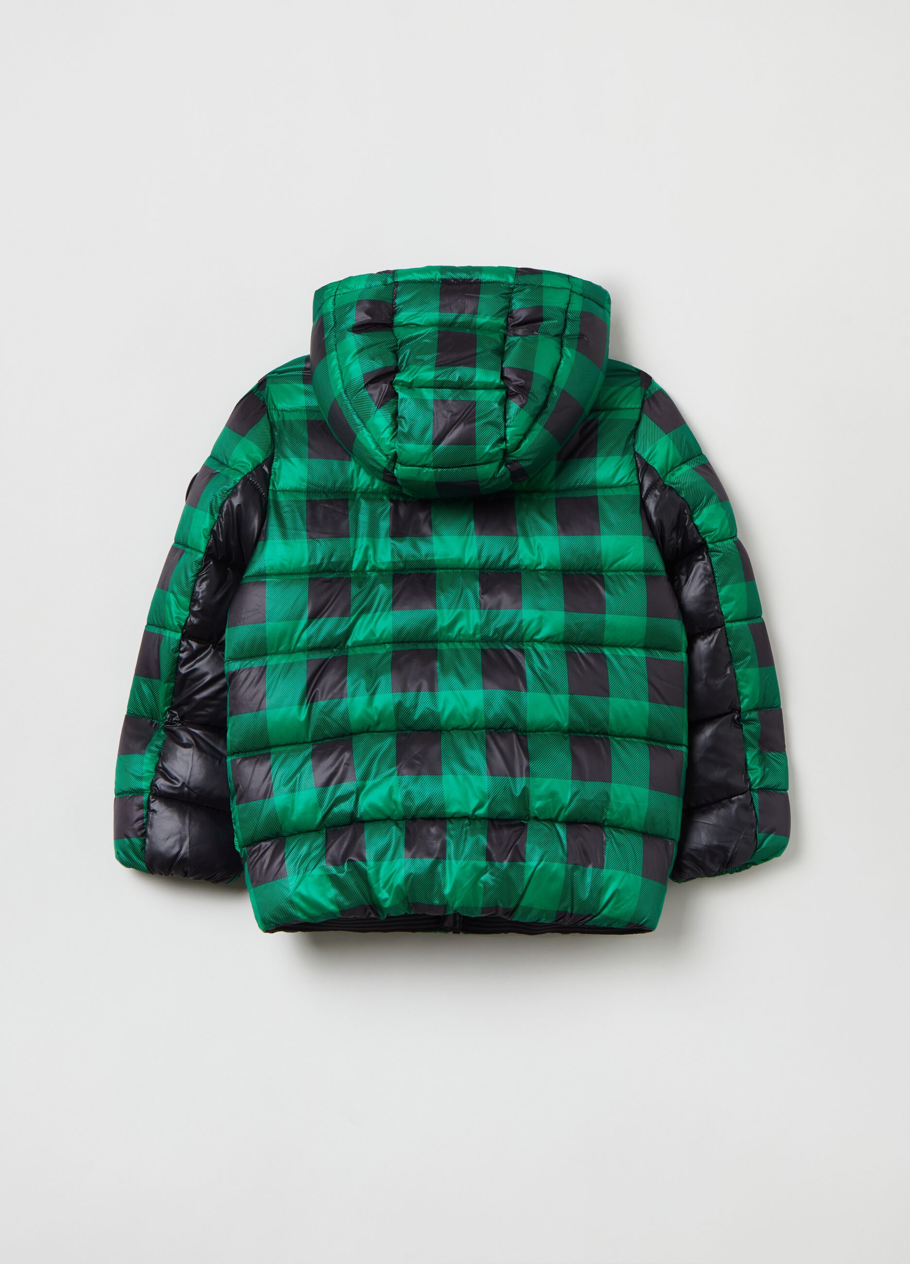 Piumino full-zip a quadri con cappuccio_1