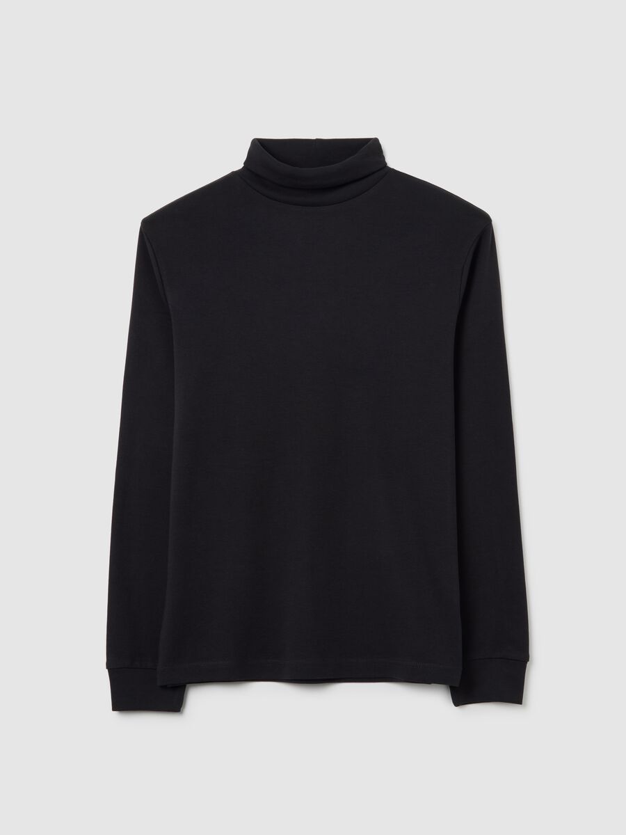 T-shirt nera a maniche lunghe in cotone_4