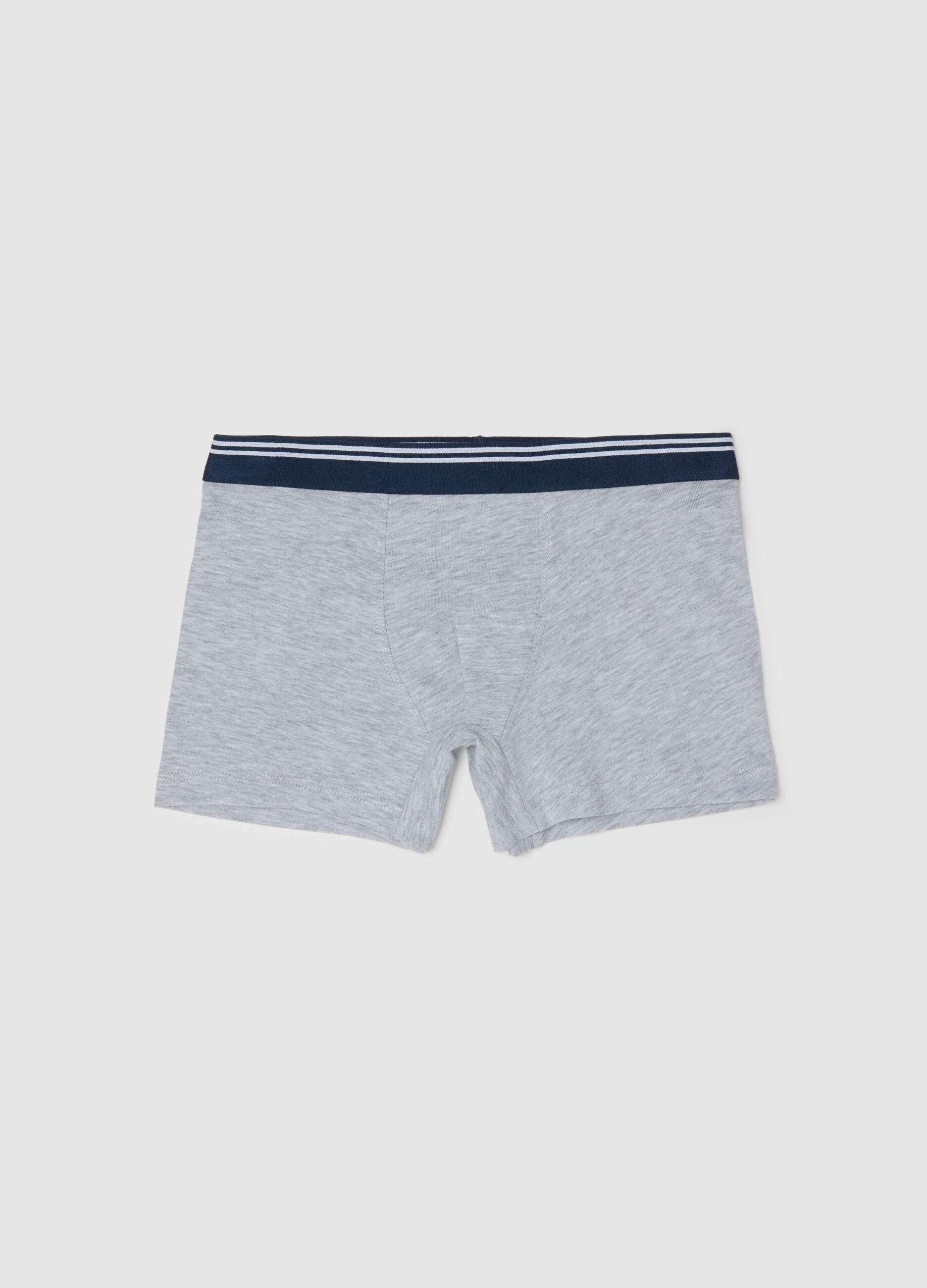 Grey children's boxer shorts in stretch cotton, regular fit