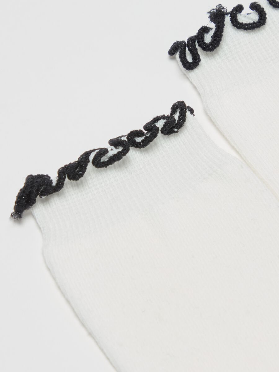 Two-pair pack short socks with wavy edging_1