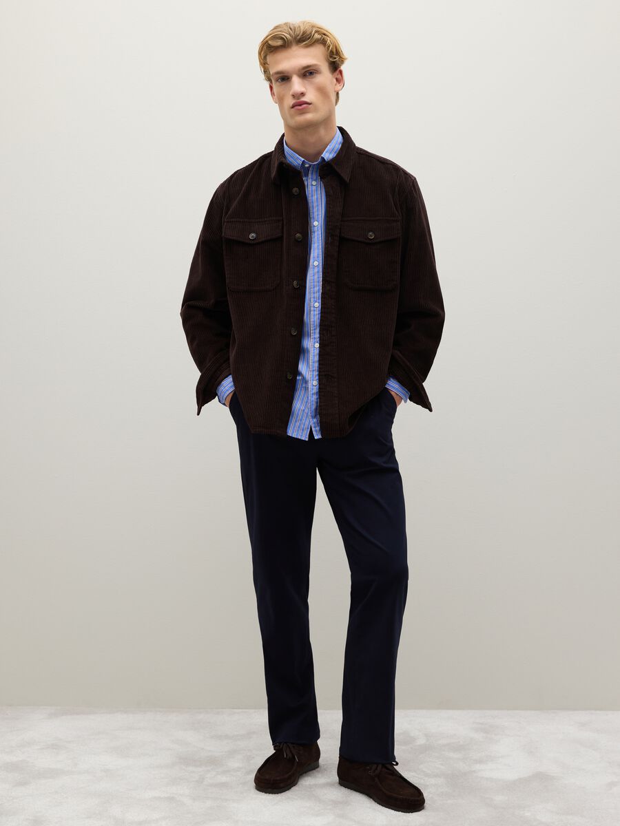 Pure cotton and brown corduroy shirt with oversized fit_2