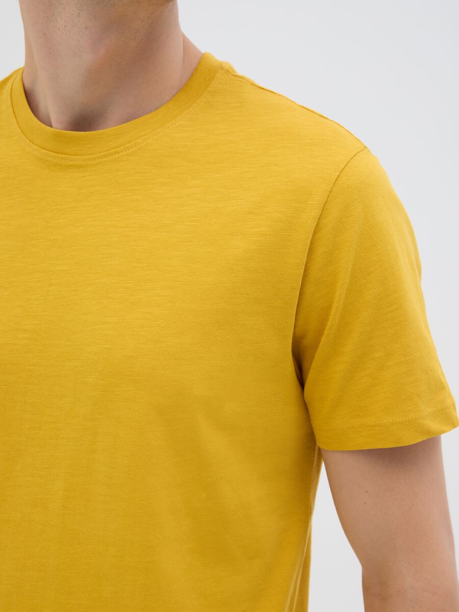 Men's Yellow Pure Cotton Regular Fit T-Shirt_2