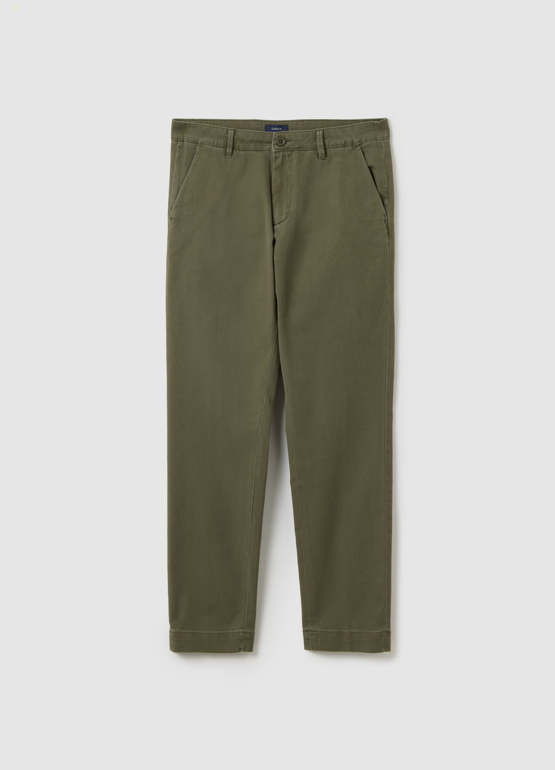 Slim fit green stretch cotton trousers