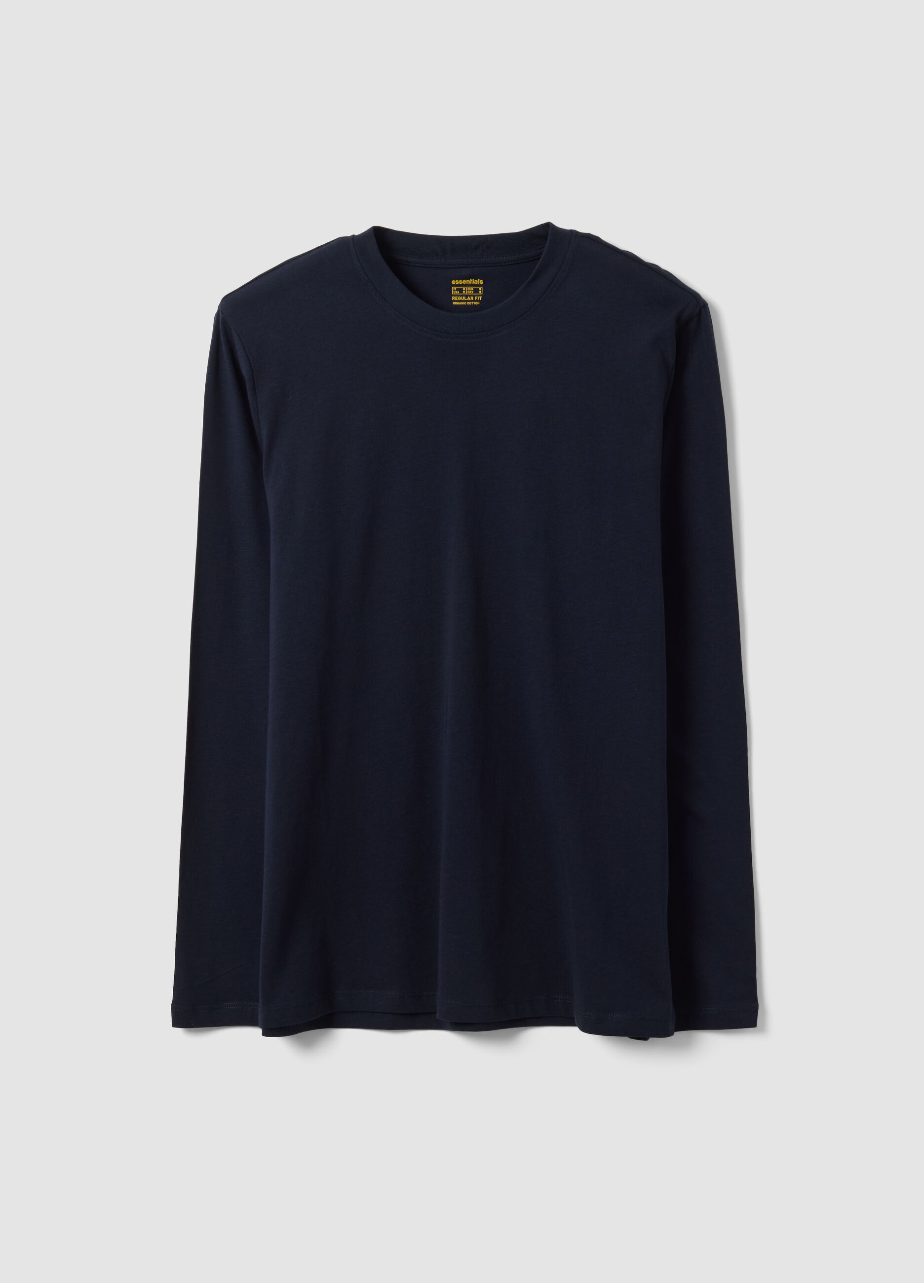 Men&rsquo;s Blue Long-Sleeve Crew-Neck T-shirt in 100% Organic Cotton