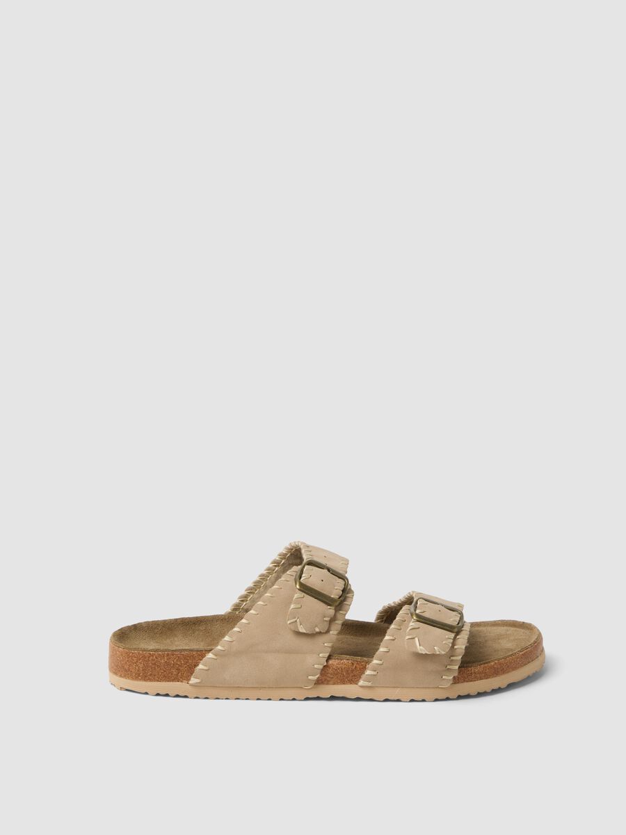 Beige double-strap sandals with buckles_0