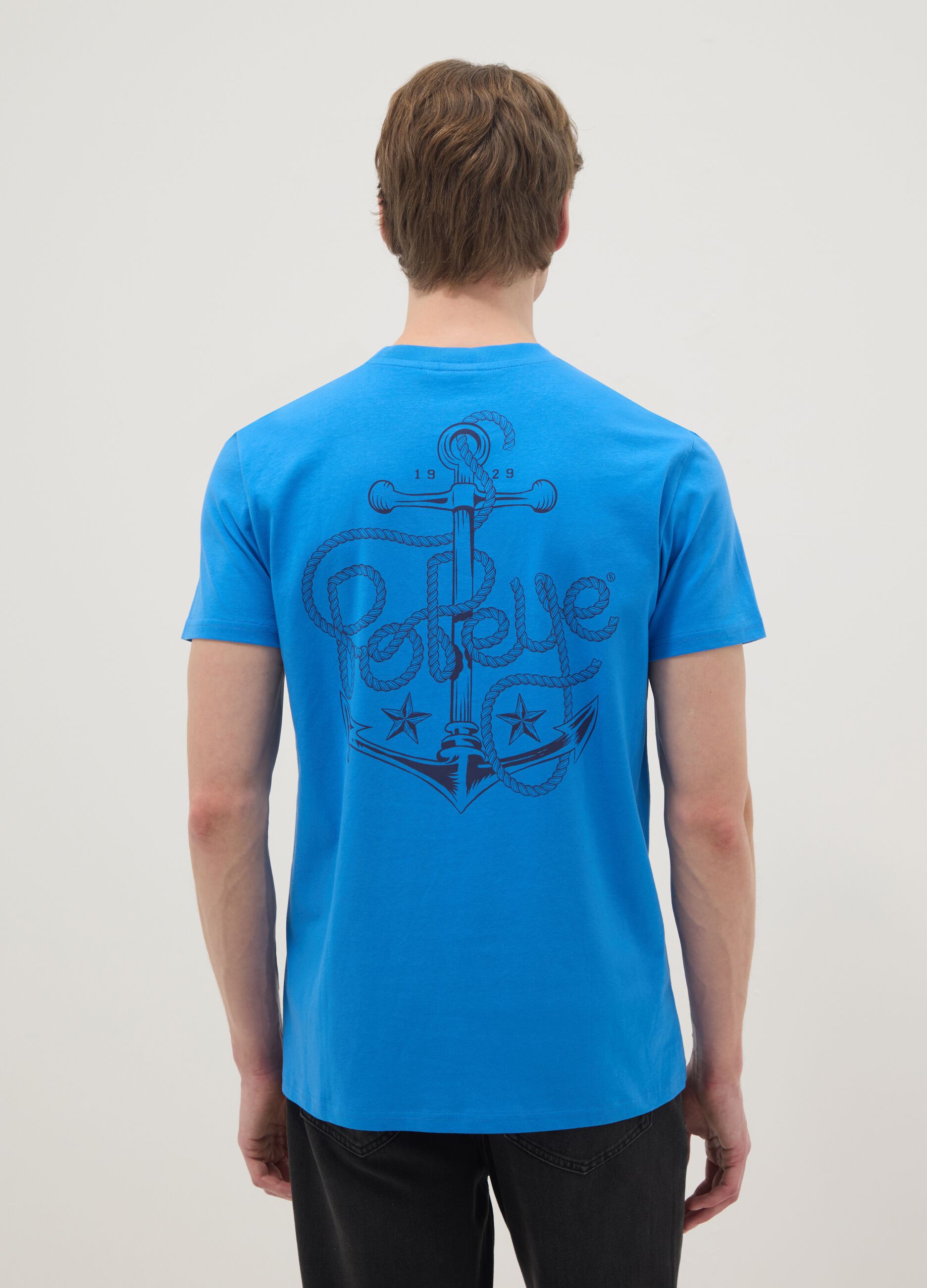 Blue pure cotton regular fit T-shirt with Popeye print