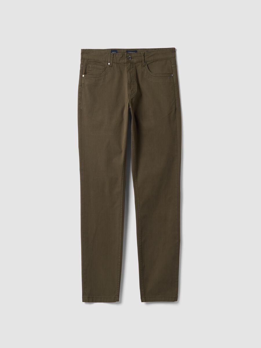 Pantaloni verdi in twill di cotone elasticizzato slim fit_4