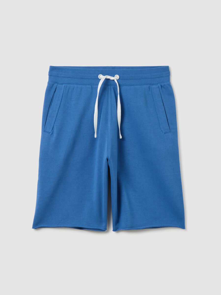 Men's blue cotton blend regular fit shorts with adjustable drawstring_4