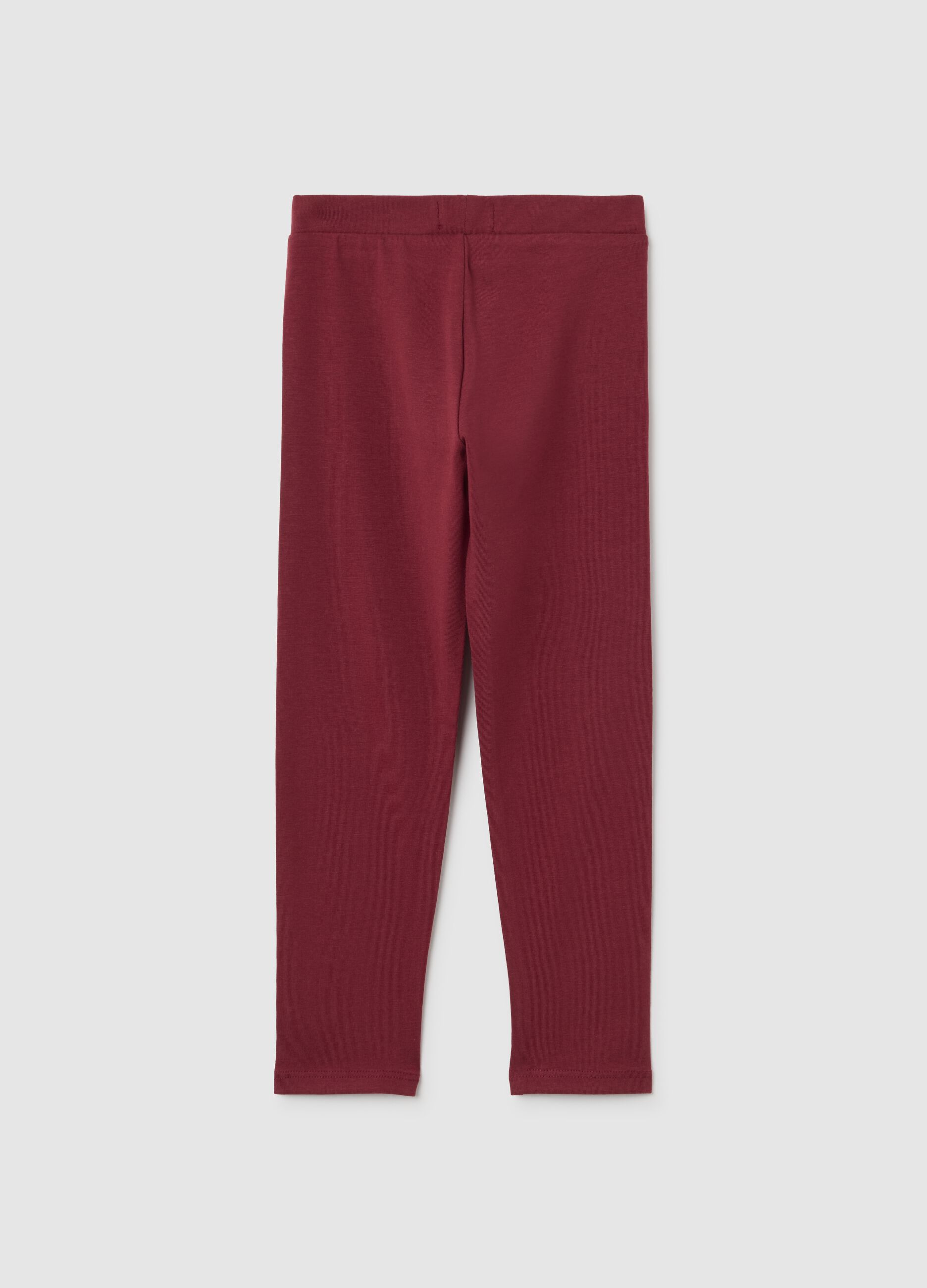Leggings da bambina in cotone elasticizzato rossi