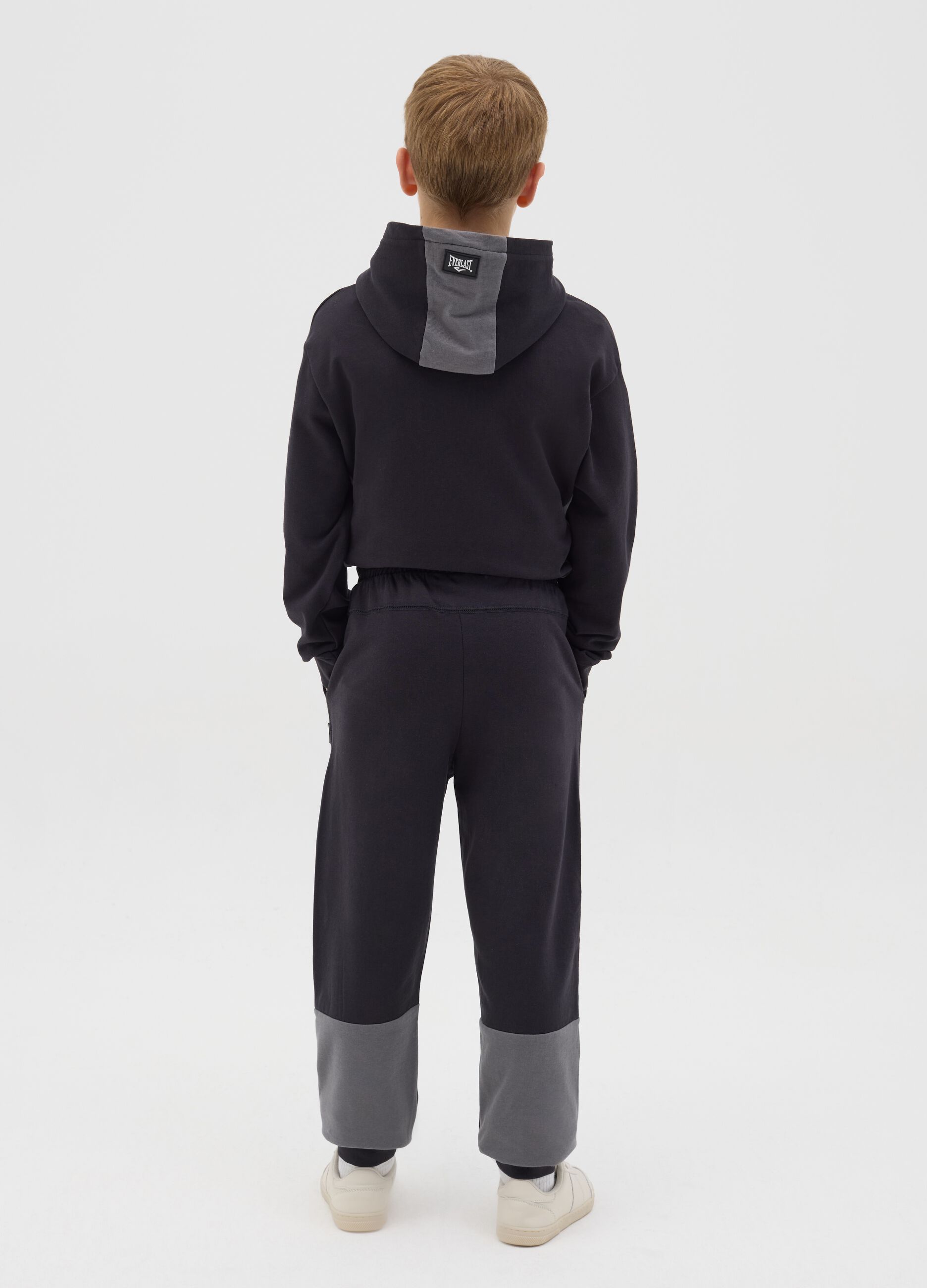 Black joggers with drawstring and contrasting inserts