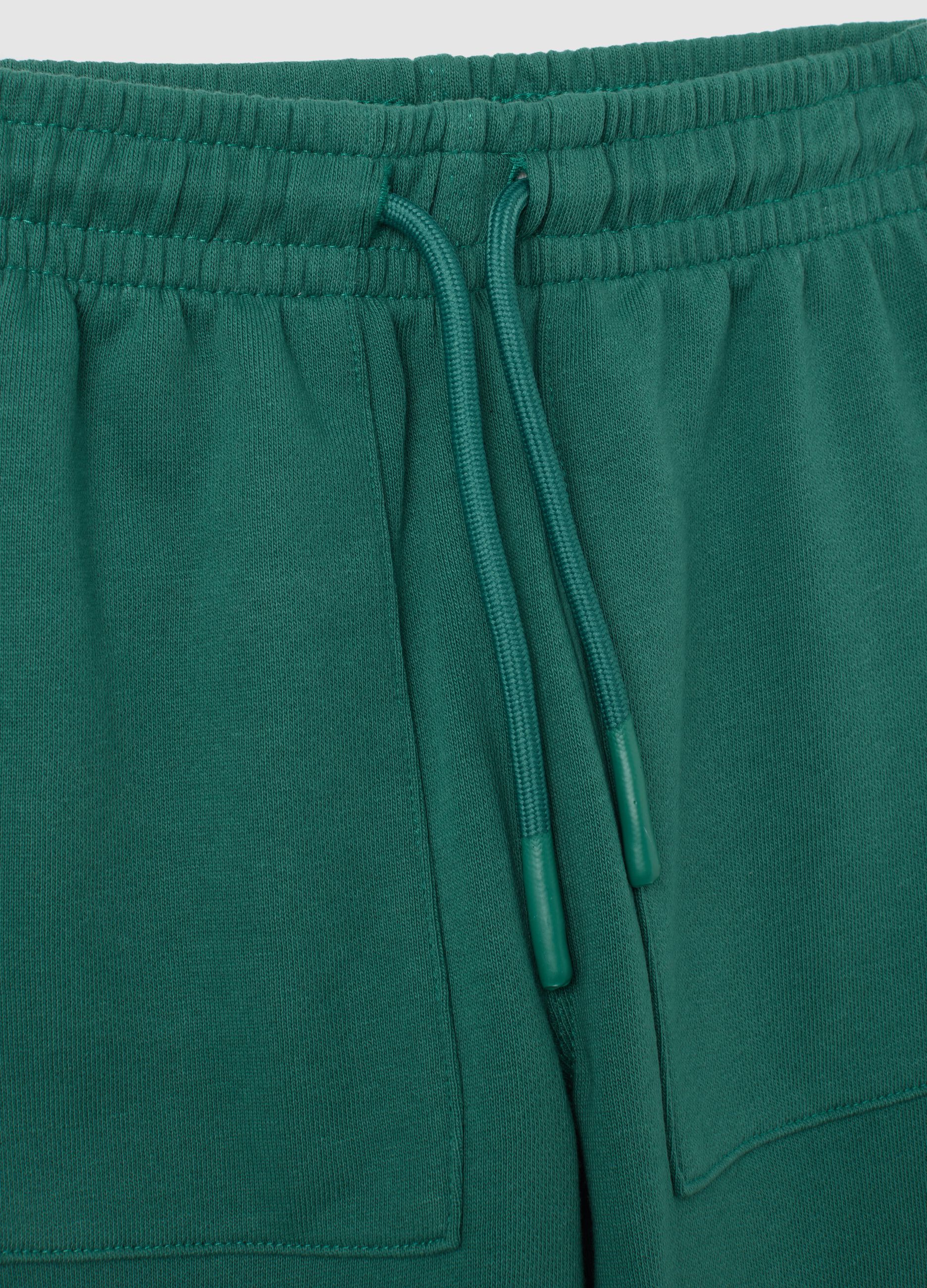 Jogger da bambino in puro cotone verde regular fit