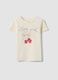 T-shirt in puro cotone beige regular fit con stampa per bambina_0