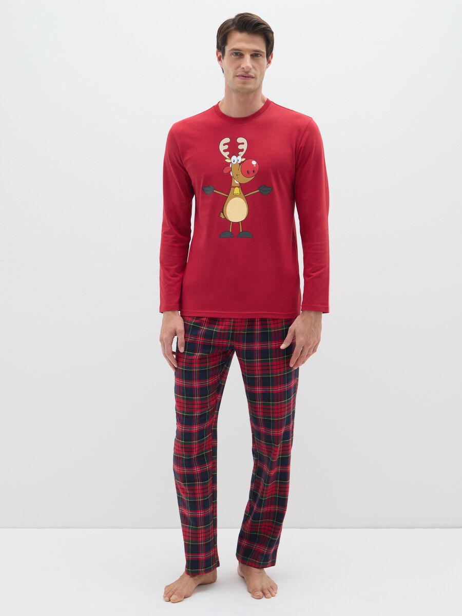 Red pure cotton regular fit Christmas pyjama top_1
