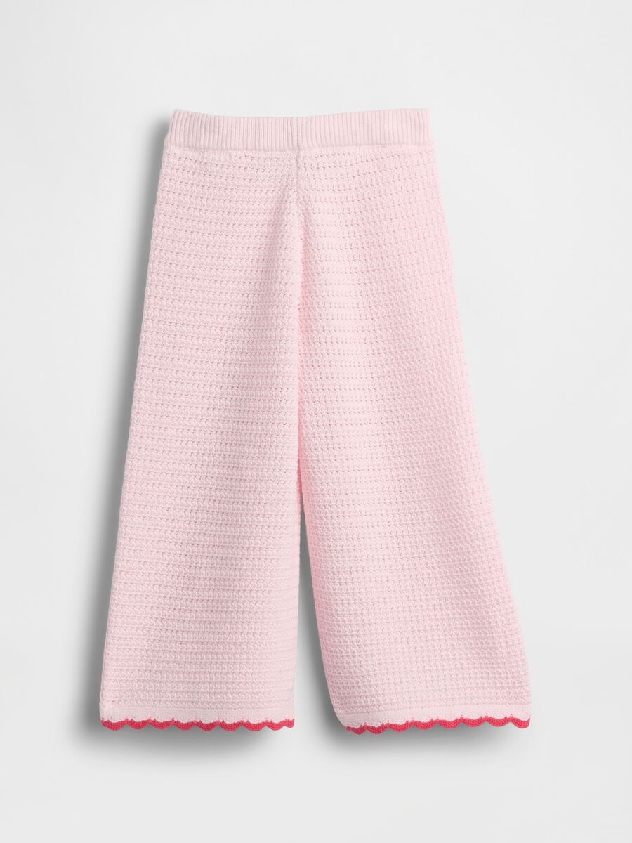 Pure cotton wide-leg trousers with eyelet detailing_1