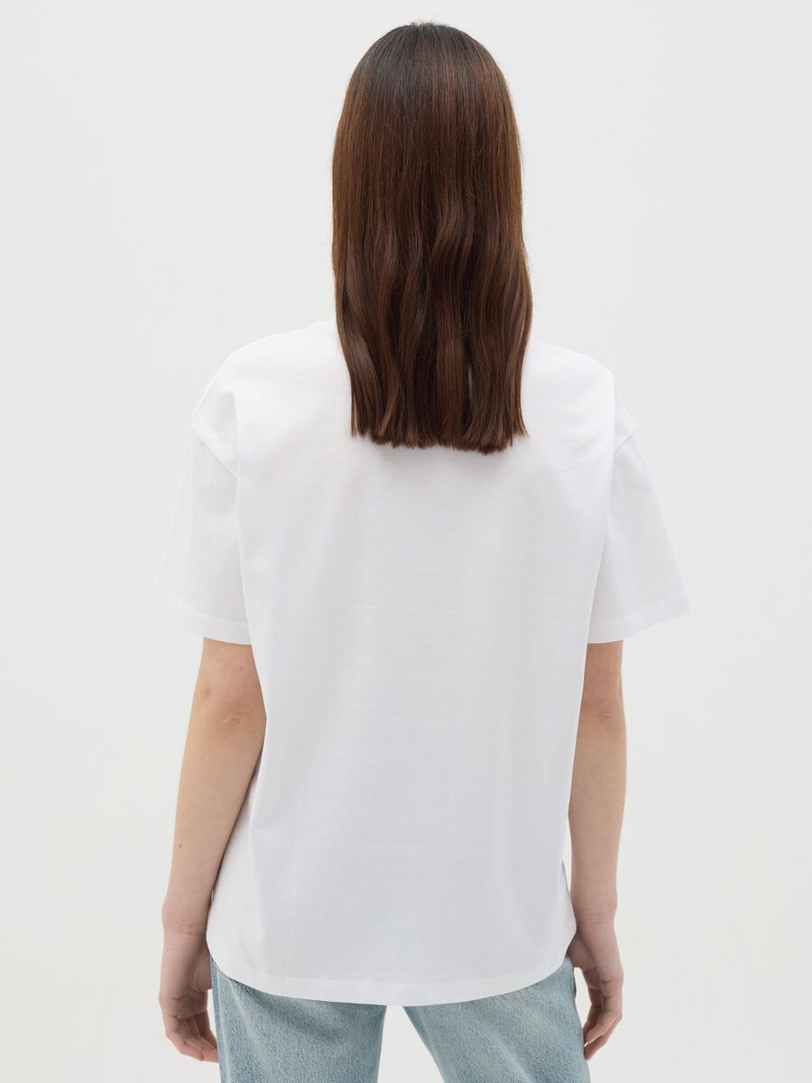 White T-shirt in cotton with Creamy Mami print_3