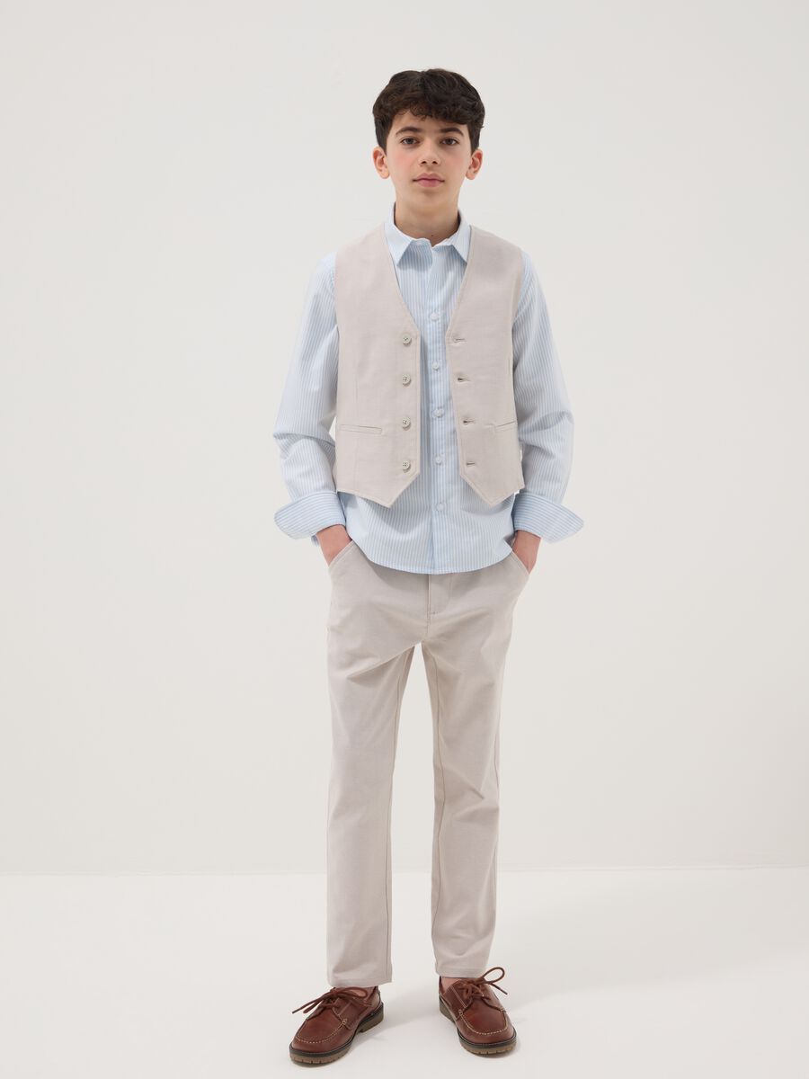 Boys' regular fit beige stretch cotton chinos_0