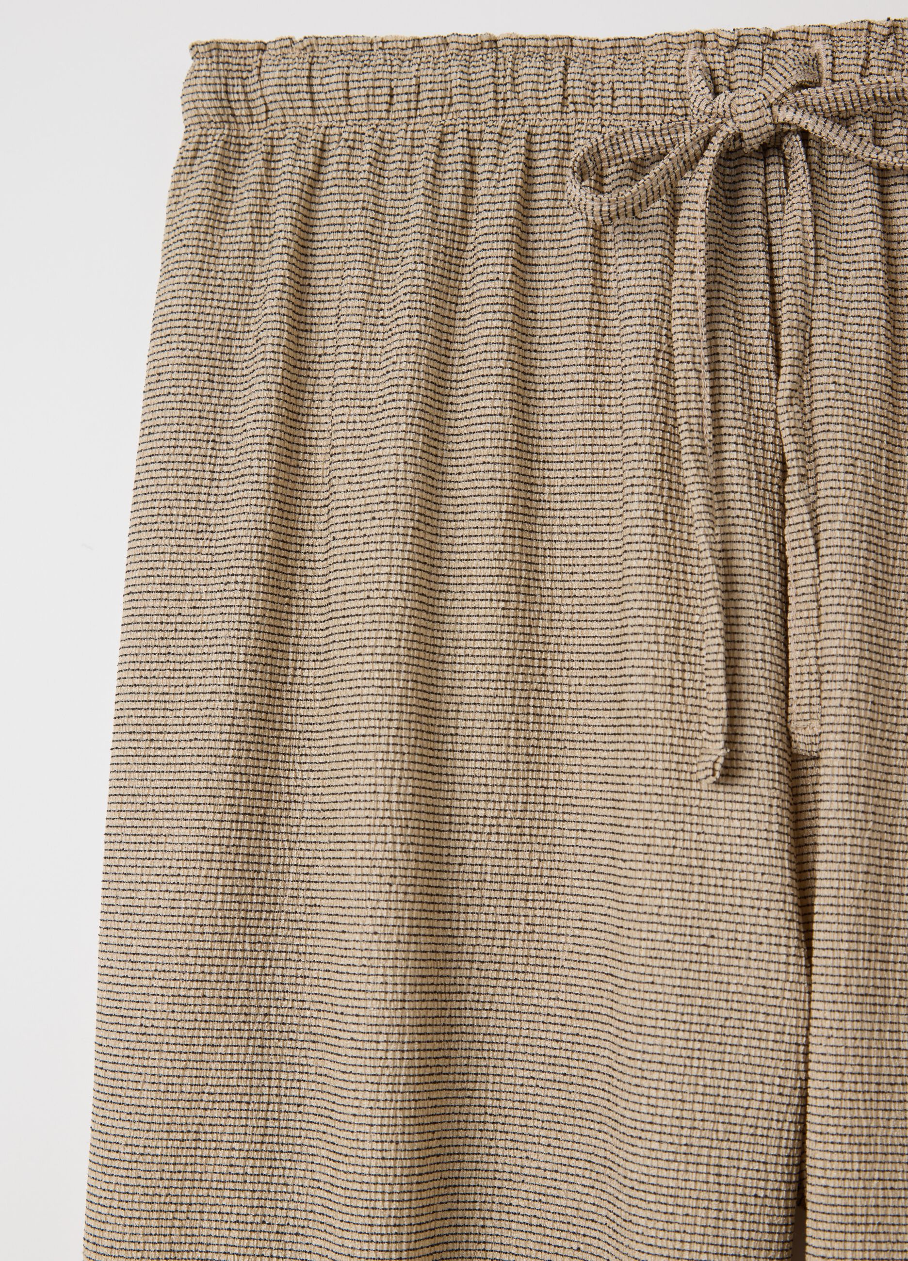 Beige Palazzo Trousers in Stretch Fabric