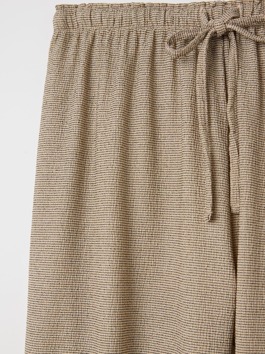 Beige Palazzo Trousers in Stretch Fabric_5