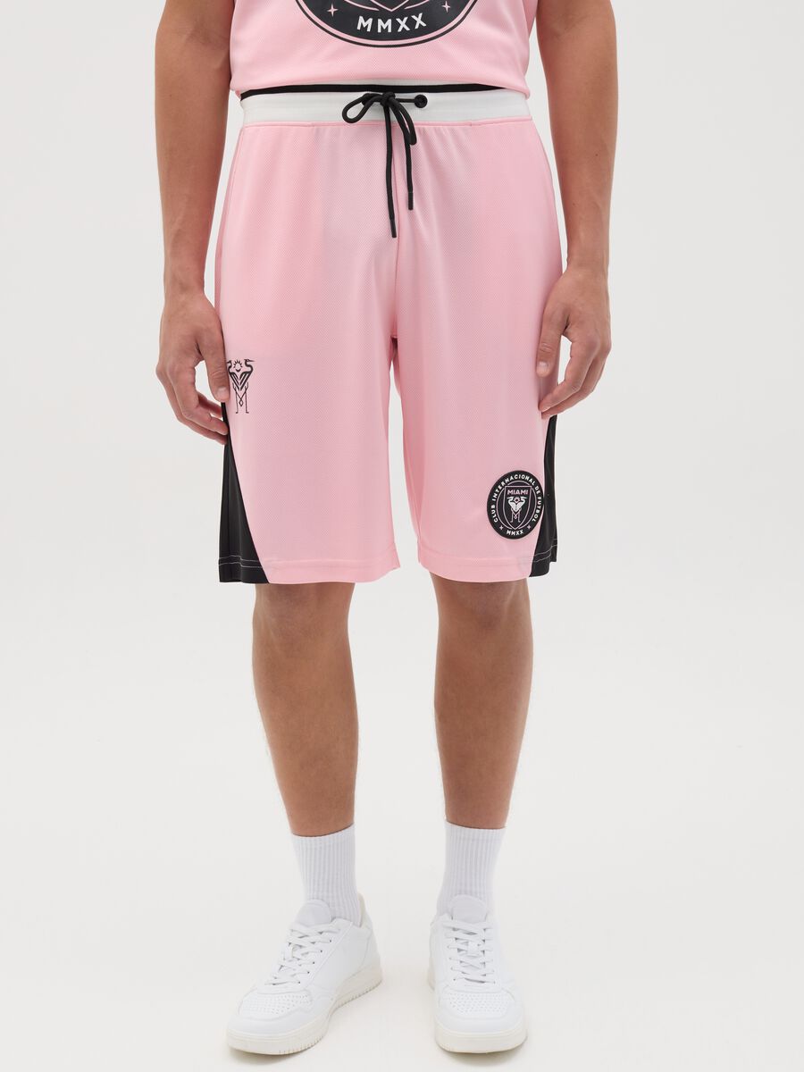 Pink Bermuda joggers with black details_0