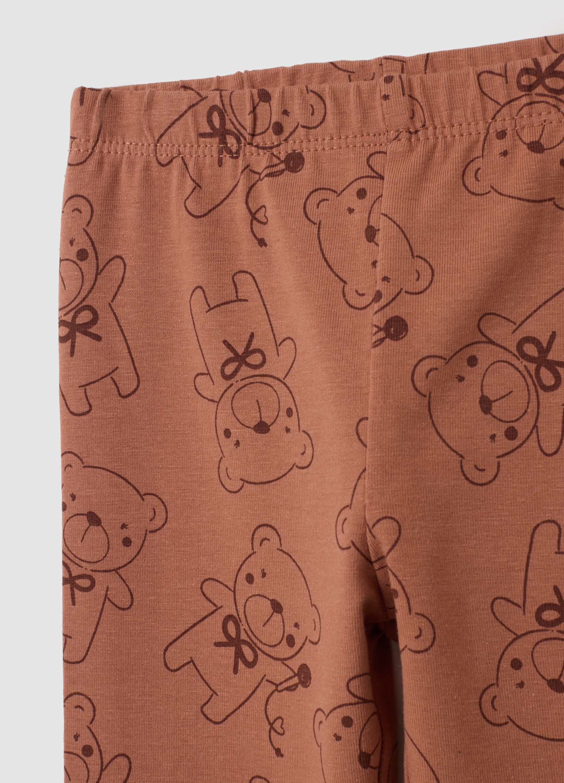 Leggings da neonata in cotone elasticizzato marroni