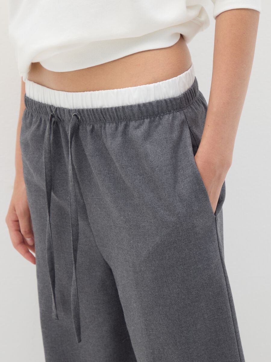 Wide Leg Grey Mix Trousers_2