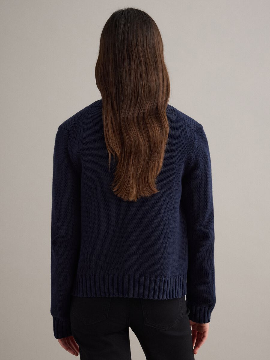 Regular fit pure cotton blue cardigan with buttons_2