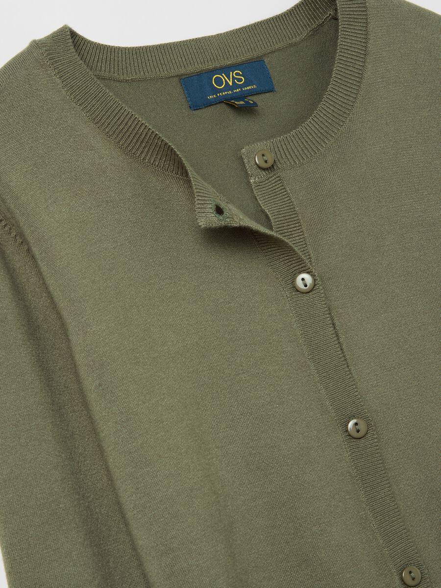 Solid colour cardigan with round neck_5