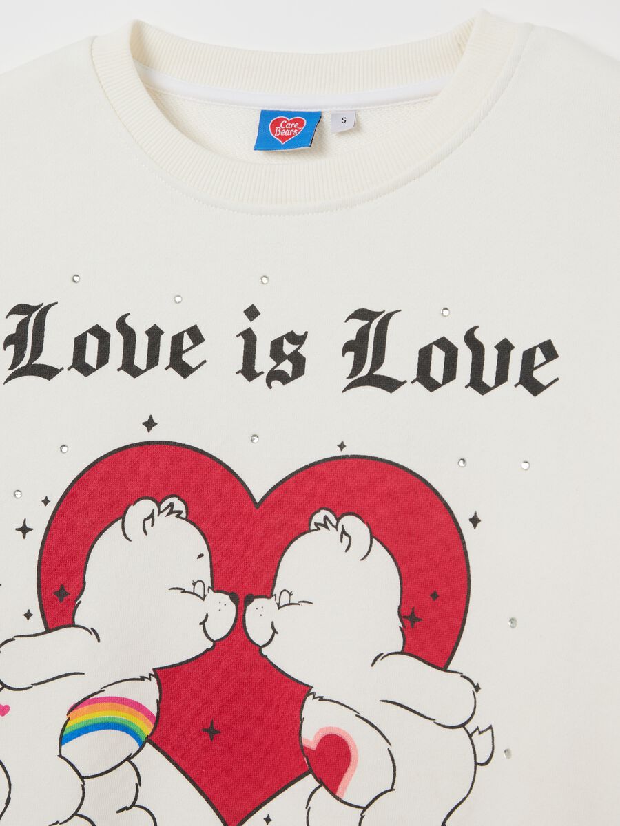 White sweatshirt in French terry with Care Bears print_5