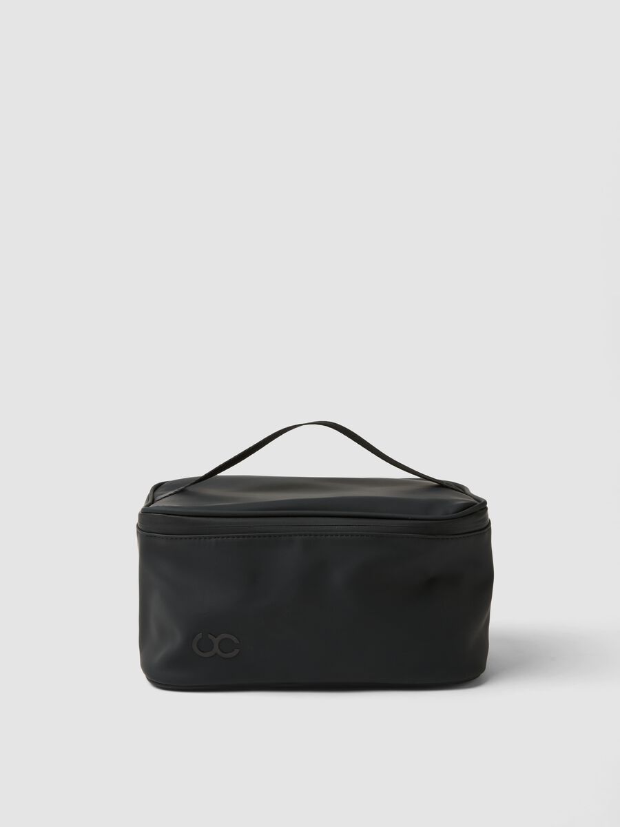 Black beauty case with handle and zip closure_0