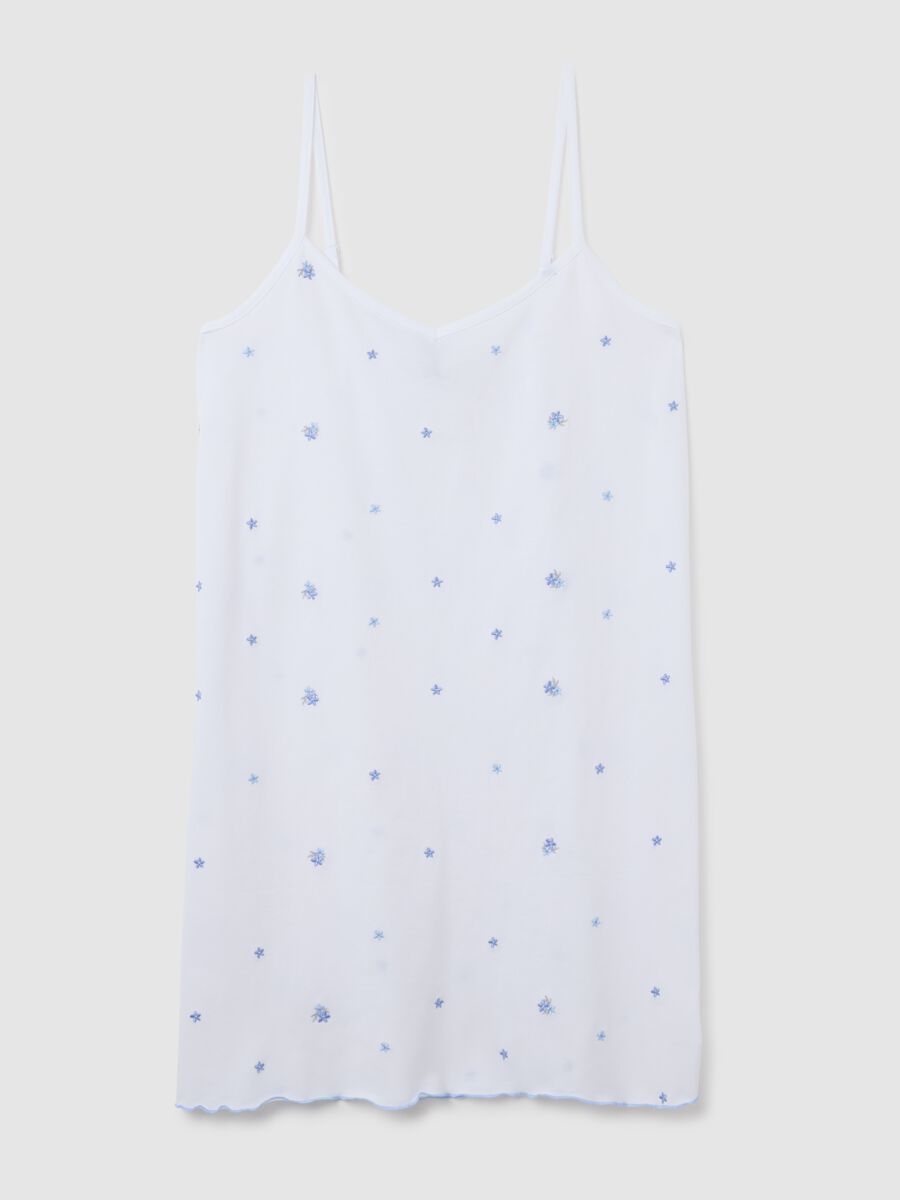 Women's dress in pure white cotton with flowers_4