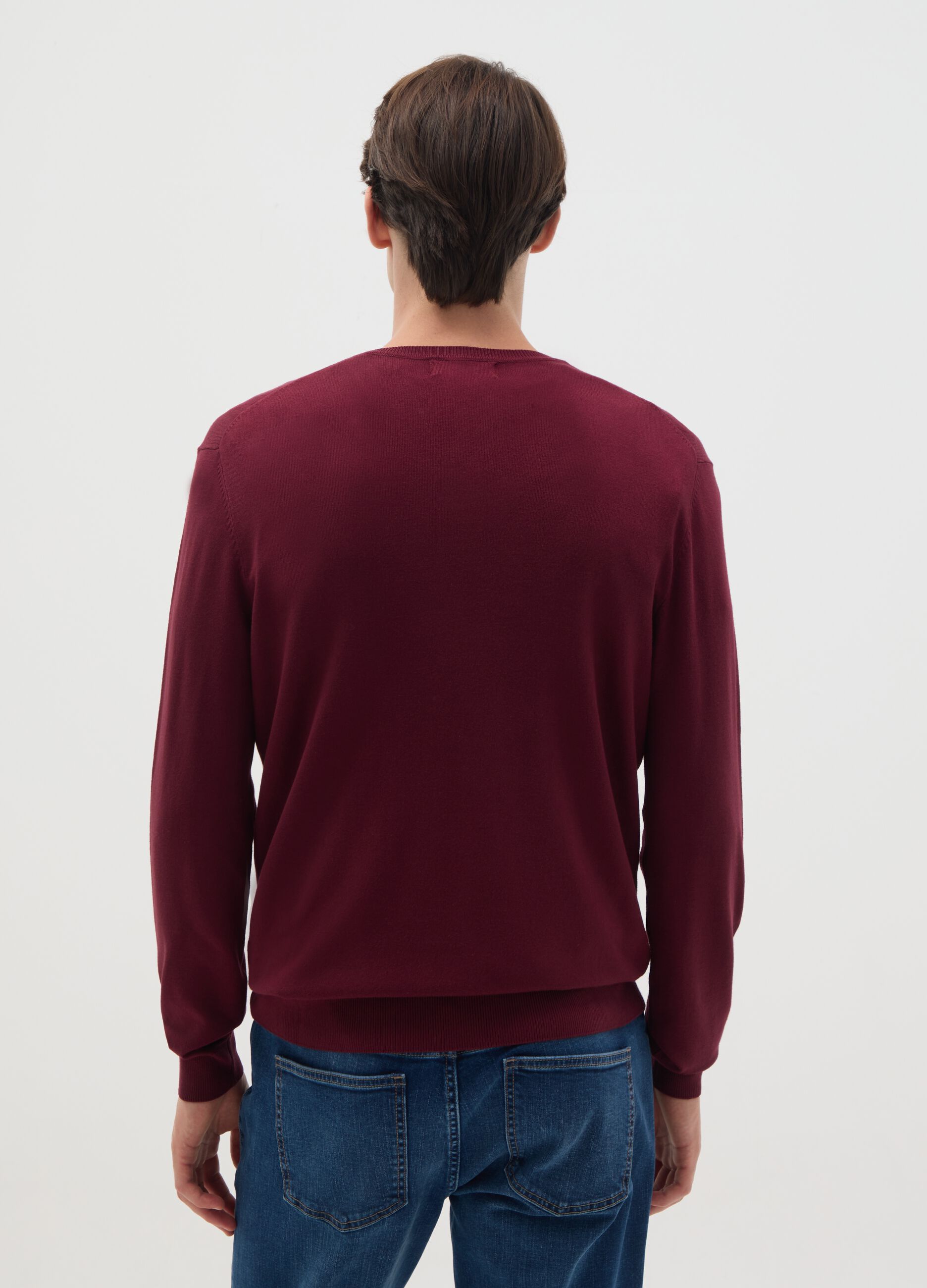 Red mixed material sweater, regular fit