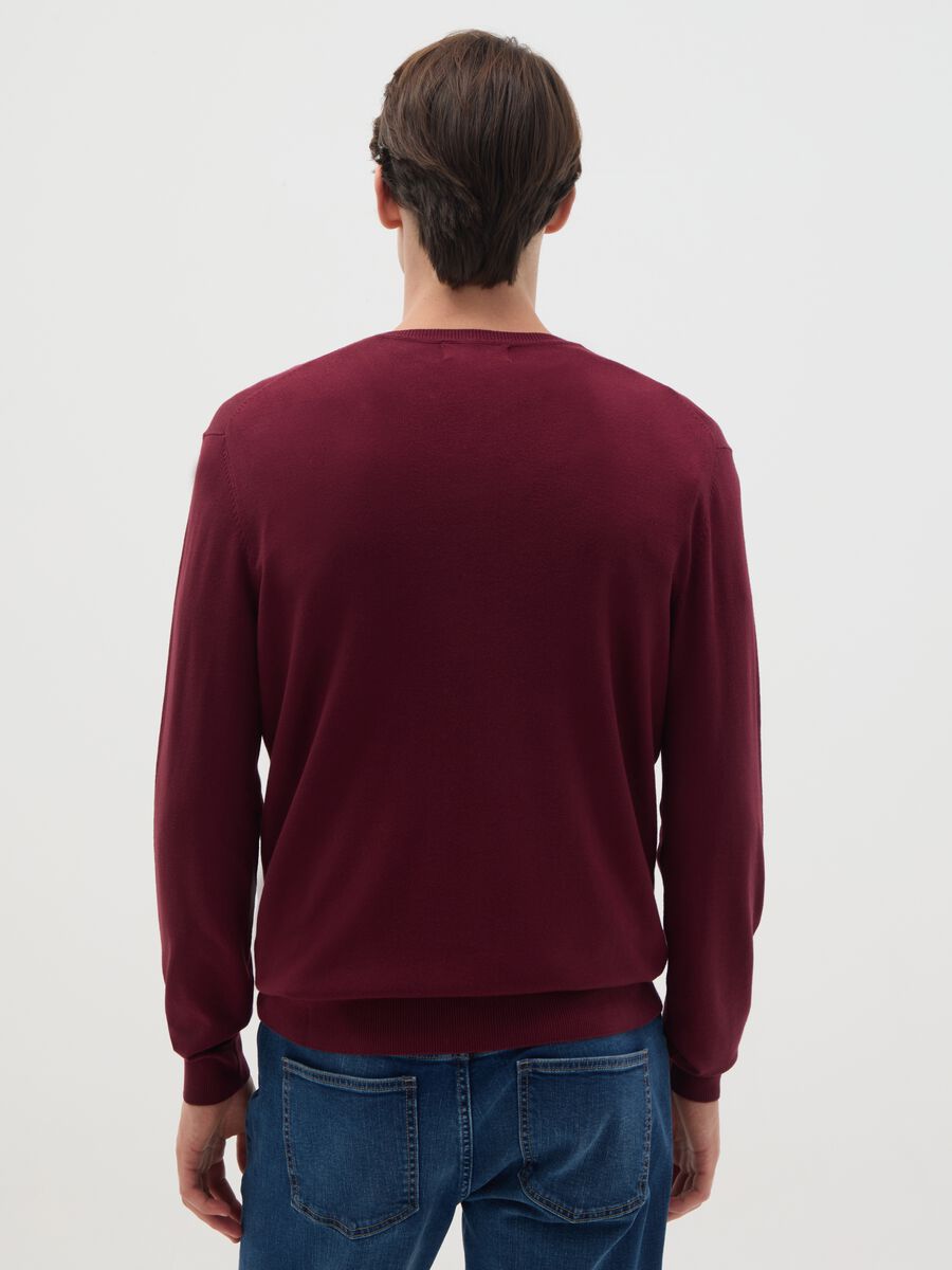 Red mixed material sweater, regular fit_3