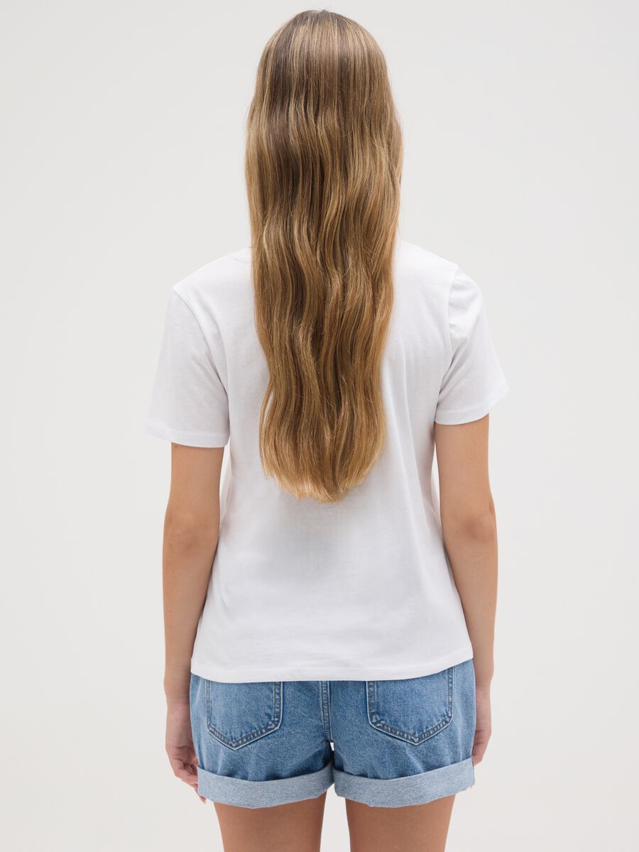 Women's white pure cotton T-shirt regular fit with print_2