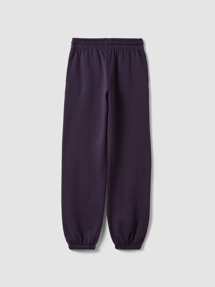 Purple cotton-blend jogger trousers with elasticated waist, regular fit_5